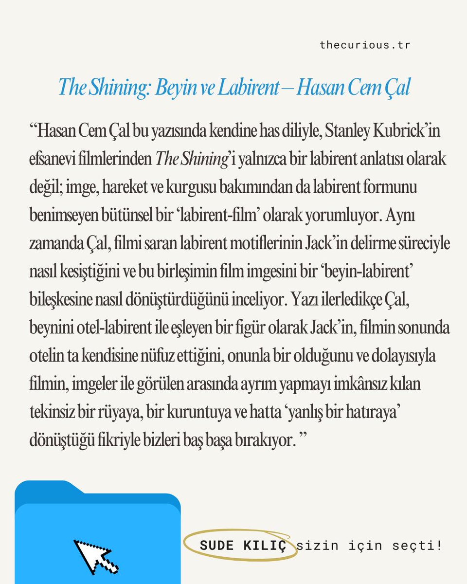 Thecurioustr's tweet photo. Koskoca bir yılı geride bıraktık! 1. yaşımıza özel olarak editörlerimiz, en çok iz bırakan ve dönüp dönüp okudukları favori yazılarını bir araya getirdi. İlham verici bir okuma turu için sizi sitemize bekliyoruz. 🩵

🌐 https://t.co/qLTbz9evOu https://t.co/UbryyqZoCN