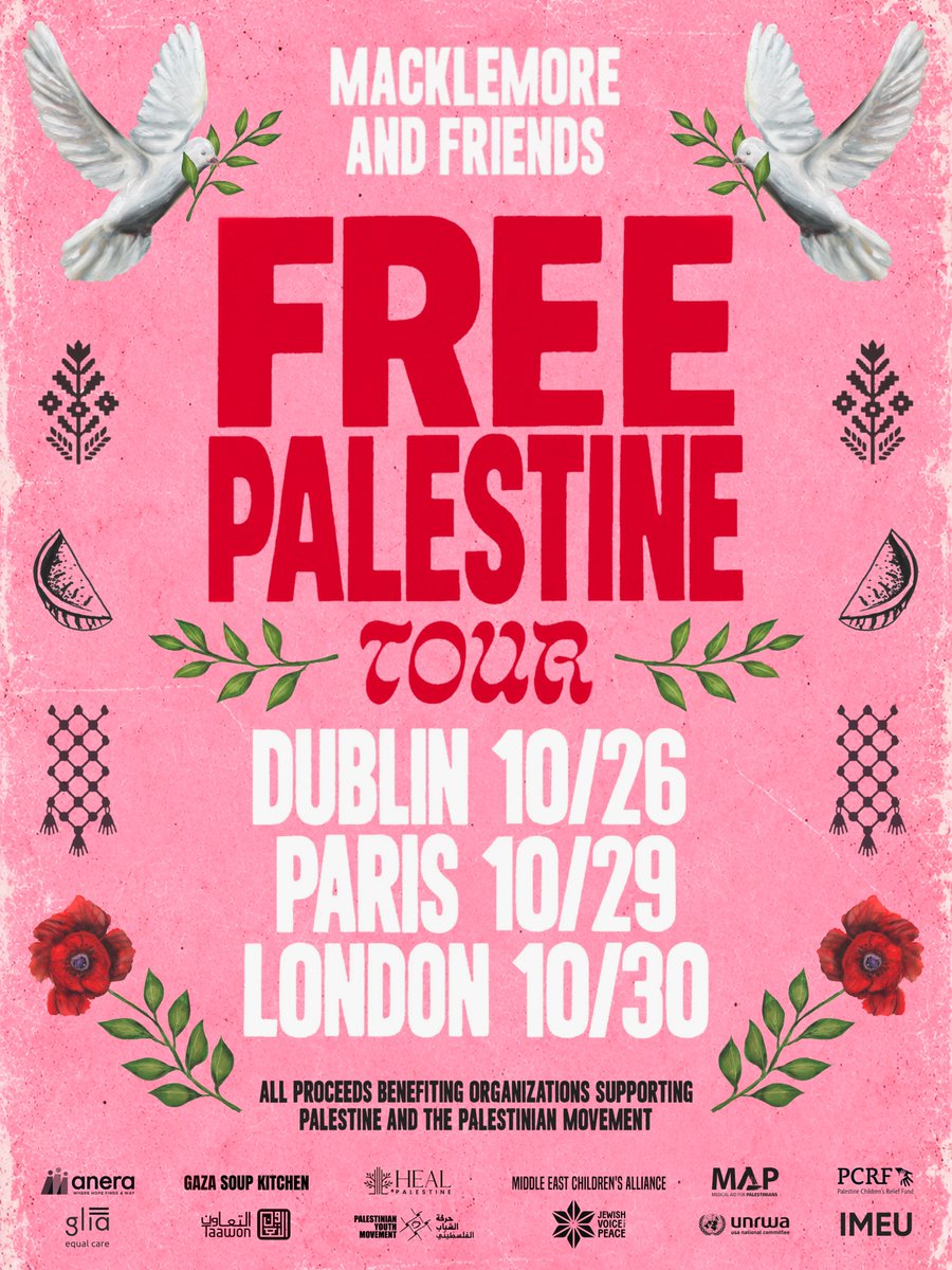 macklemore's tweet photo. What happened to me is bigger than one artist or one stage. When the billionaire class can decide which voices are allowed on stage and which ones are too dangerous to hear, everyone should be paying attention.

So we're going on tour. All proceeds will benefit organizations supporting the Palestinian people and movement.

Sign up at https://t.co/2na35y8pQ5