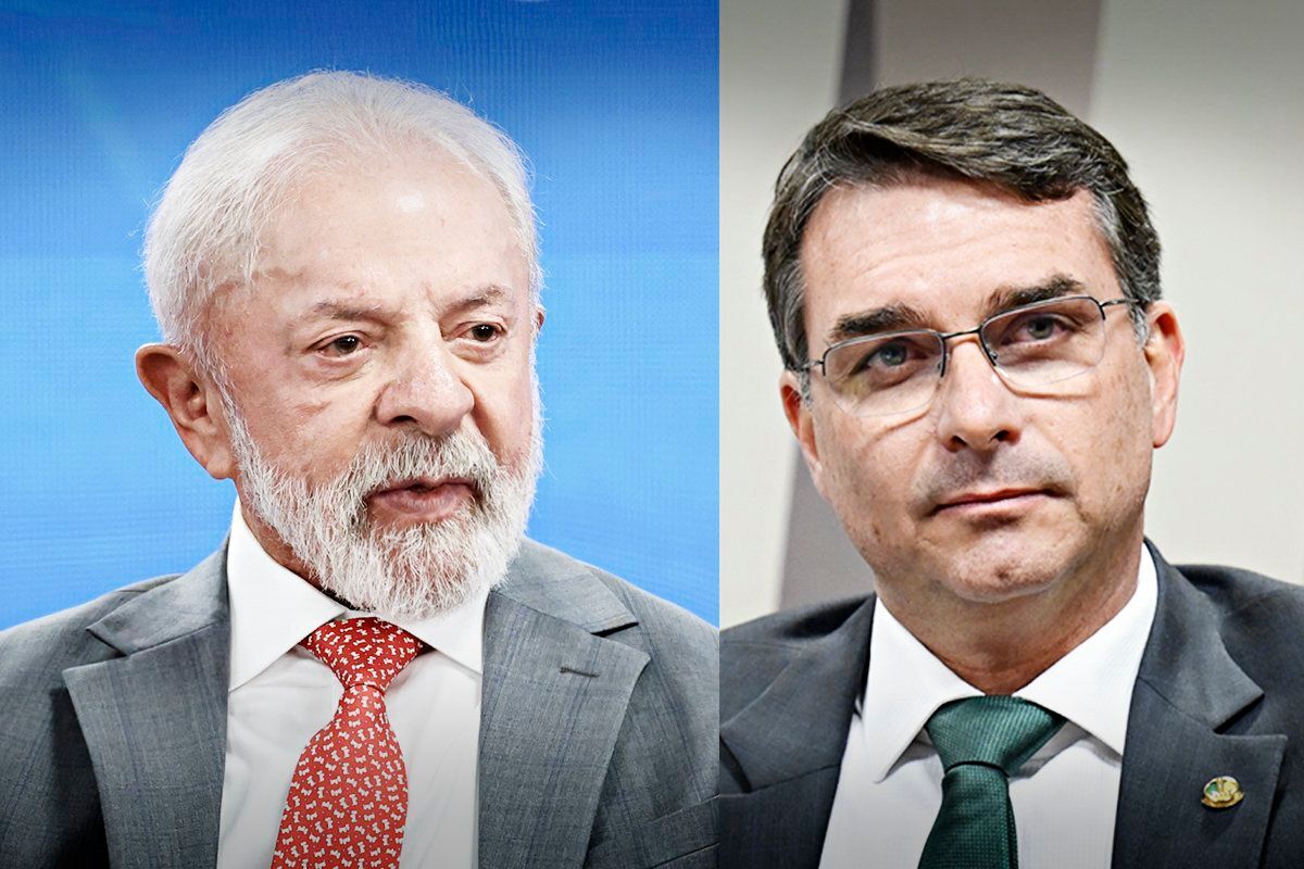 exame's tweet photo. Futura: Flávio Bolsonaro cresce, chega a 40,4% e ultrapassa Lula no 1º turno
https://t.co/kL21bdCTwK https://t.co/lvp3RMAF3N