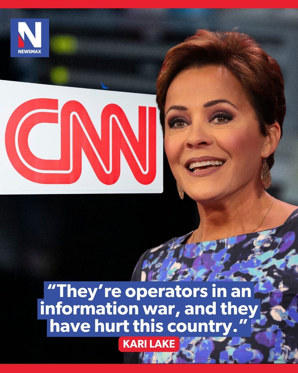 NEWSMAX's tweet photo. ‘THEY’RE NOT JOURNALISTS’: Kari Lake sharply criticized CNN, telling NEWSMAX that the network has not practiced “straight news” for decades. https://t.co/yflX7XlQzj