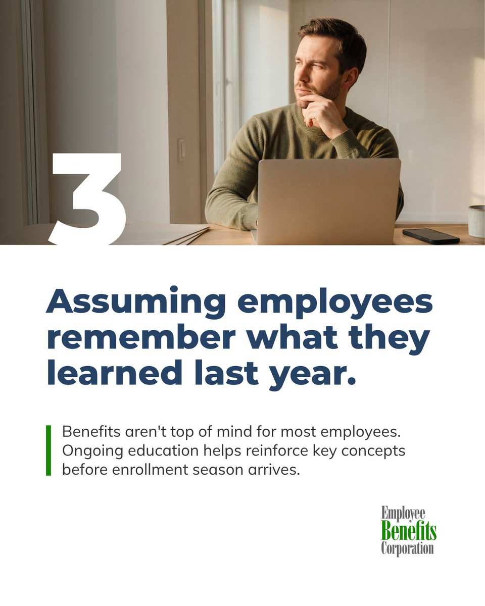 EBCflex's tweet photo. Even the best benefits package can fall flat if employees don't understand it.

As open enrollment approaches, communication matters just as much as plan design.

Here are three common mistakes we see organizations make and simple ways to avoid them. https://t.co/3KjAIFJd6y