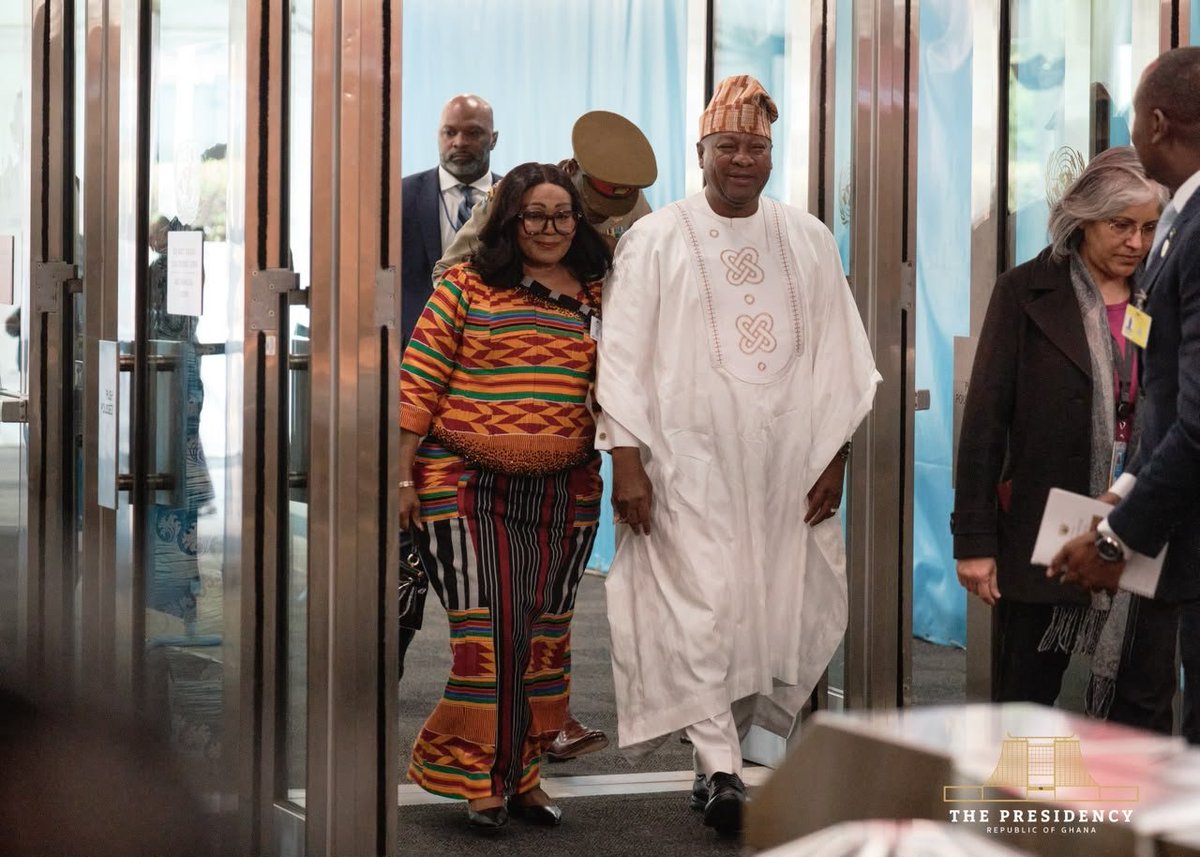 tv3_ghana's tweet photo. 📸 Shots from President John Dramani Mahama and First Lady Lordina Mahama’s arrival at the United Nations Headquarters in New York ahead of his address at the 81st UN General Assembly.

#3NewsGH #TV3GH https://t.co/eXM6uPJSPS