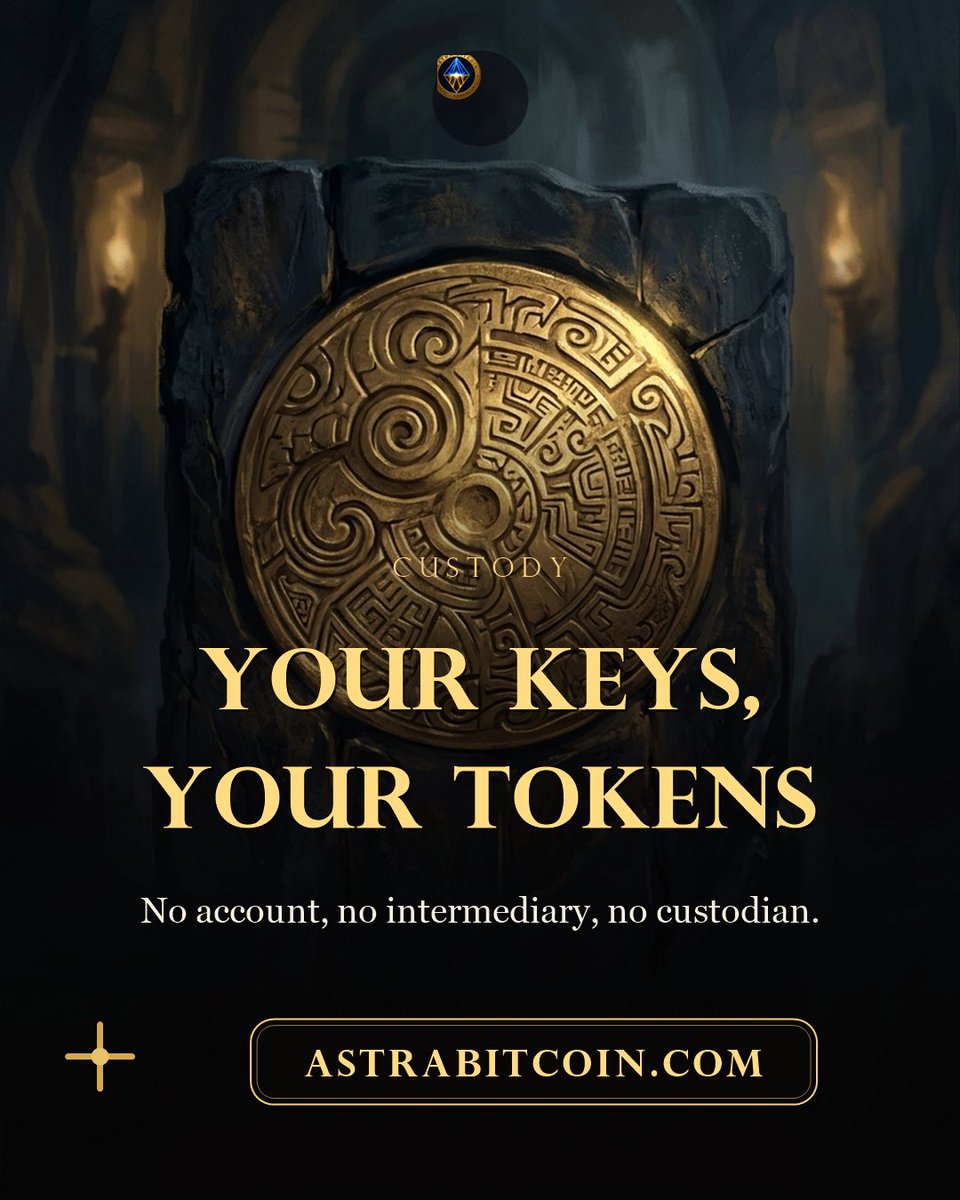 TheAstraBitcoin's tweet photo. ABTC is issued straight from a contract to the wallet that calls it. There is no account to open and no intermediary holding anything for you.

That also means there is no one to complain to if you send from the wrong place. The trade is simple: total responsibility for total control.

Chosen deliberately, and worth taking seriously.