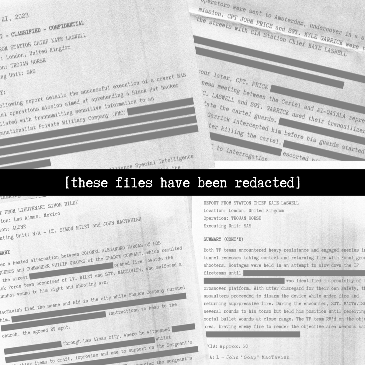 redacted141zine's tweet photo. Good news: We think we're close to a breakthrough.

#taskforce141 #callofduty #fanzine https://t.co/SvvQpzWQrN