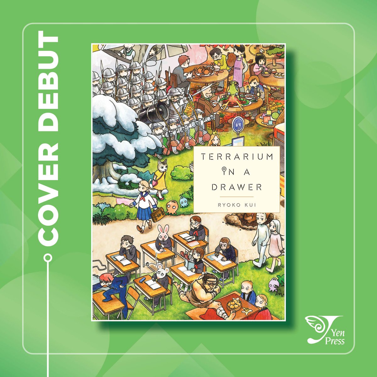 yenpress's tweet photo. Cover debut!

📗 Terrarium in a Drawer: https://t.co/7Bc49YF8JG

Welcome to a wonderland of laughter, tears, surprise, and empathy. From Ryoko Kui, author of Delicious in Dungeon, comes an award-winning kaleidoscope of thirty-three short, shining tales of comedy, fantasy, sci-fi, and more!