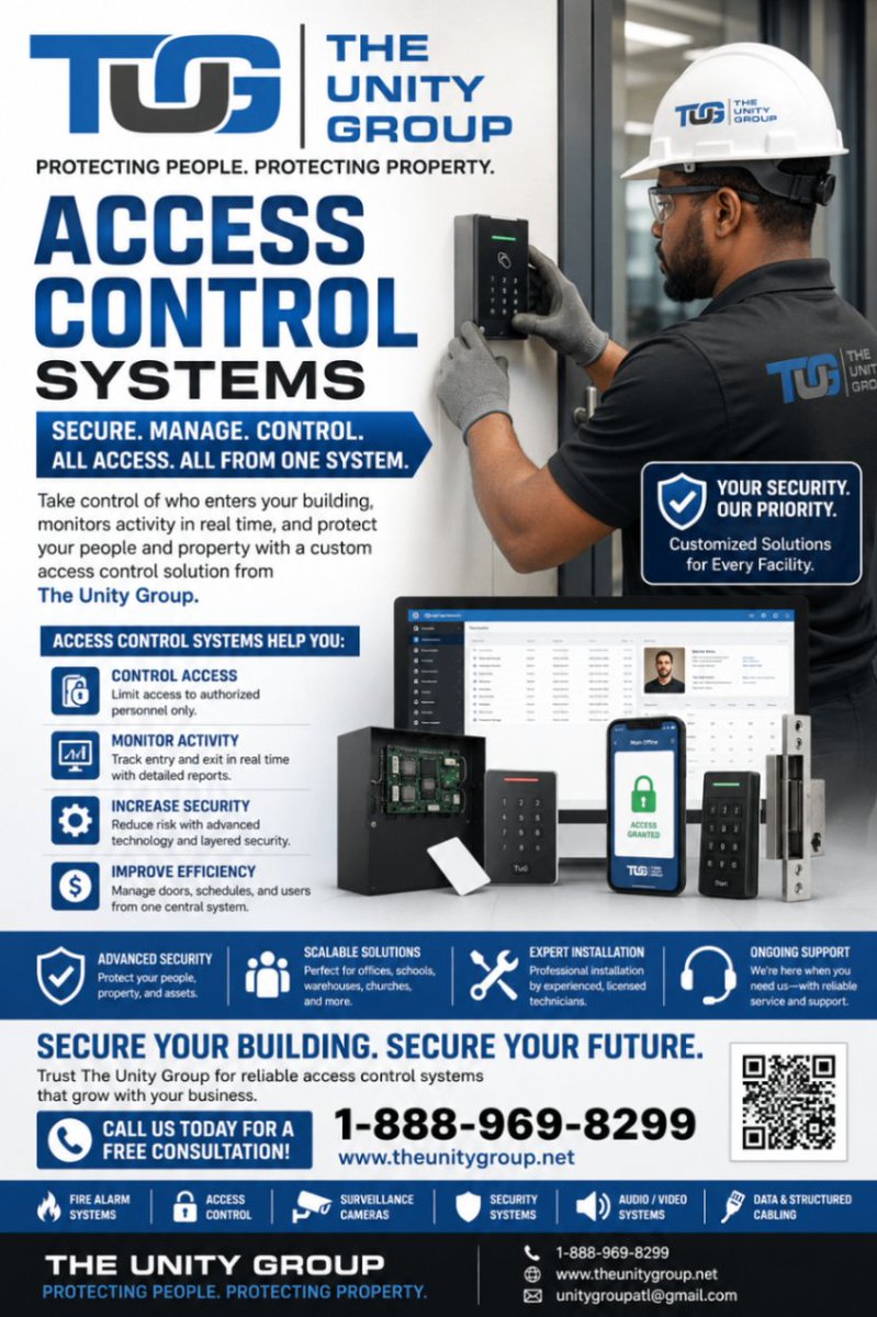 UnityGroupAtl's tweet photo. When circumstances change quickly, controlled access matters. The Unity Group can help plan access solutions for your property. 1-888-969-8299 #AccessControl #BuildingSecurity #FacilityManagement #SchoolSecurity https://t.co/vFrcuuMhDF