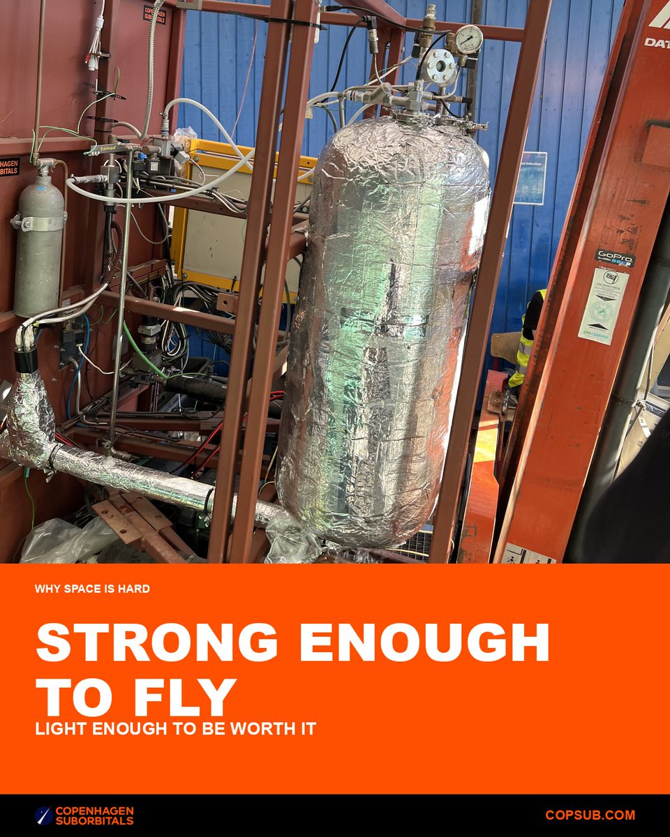 CopSub's tweet photo. A rocket tank has to be strong enough to survive the flight and light enough to make the flight worth taking.

Those two requirements pull in opposite directions on every single millimetre of wall. https://t.co/lJgEMw2hqT