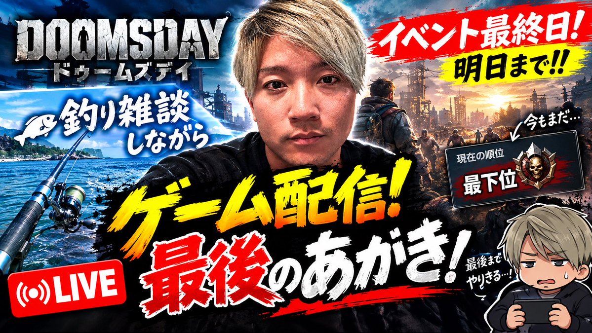 kojiTV2020's tweet photo. 最下位…
イベントが明日までとなりました。
同盟に参加して下さった皆様！
ありがとうございます😊
残り時間短いですが
最後までよろしくお願い致します🔥

新規の方もお待ちしております☆

https://t.co/3Xsj2k1ykZ

参加方法はYouTubeに動画上げてます🎥

#ドゥームズデイ　#PR https://t.co/nclv6s0i4v