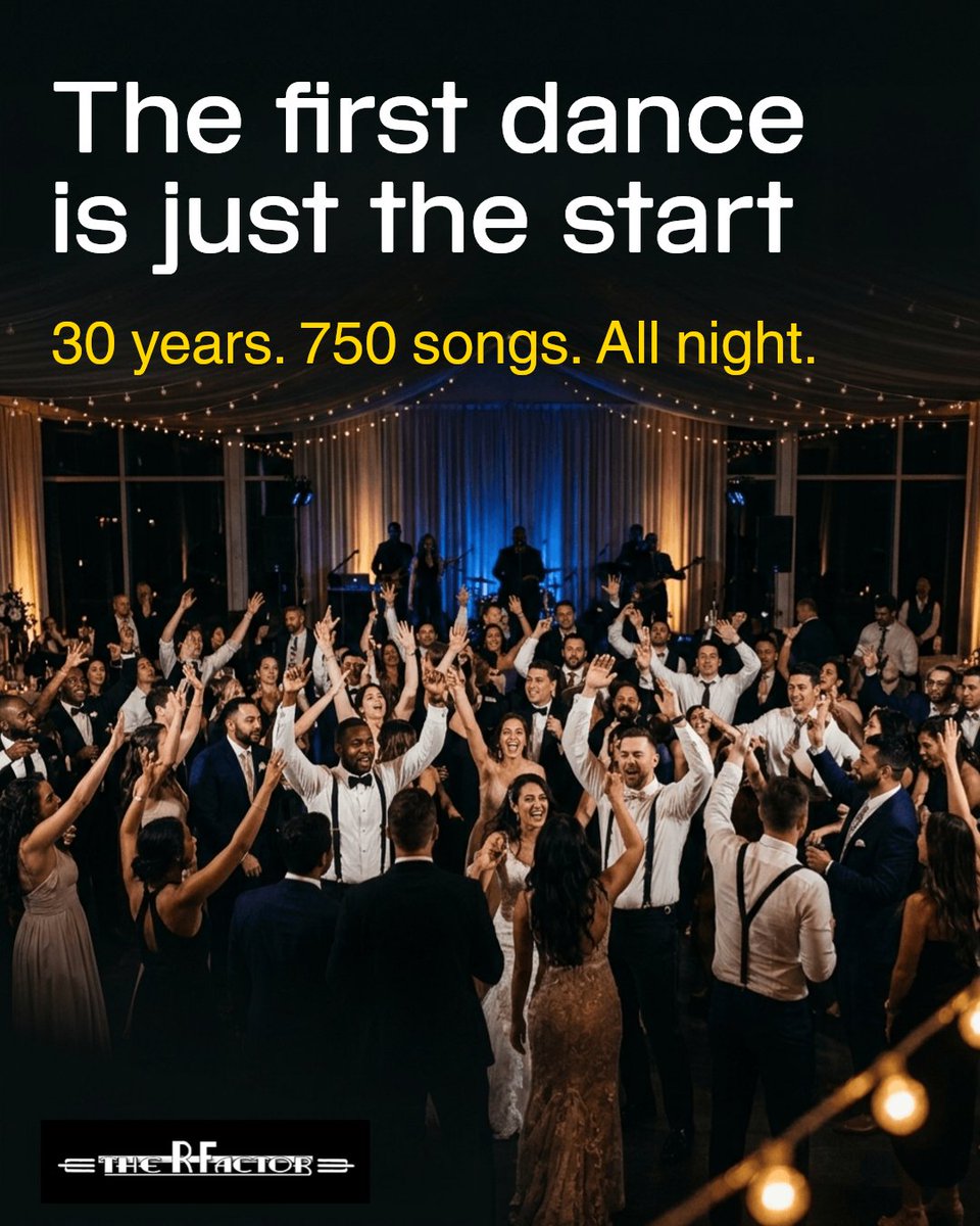 therfactorband's tweet photo. Many wedding bands stop at the first dance. The R Factor keeps the floor alive all night. 30 years strong. 750 songs deep. Book Now

Book with confidence today. https://t.co/63PZCFwhrI https://t.co/lDGrdn6HNR