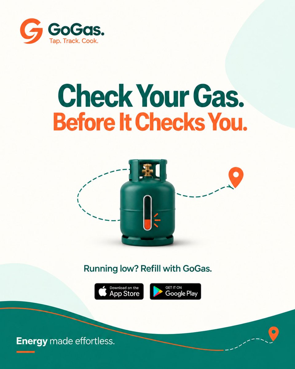GoGasHQ's tweet photo. Check your gas before it checks you. 👀🔥

Don’t wait until the last flame.

Running low? Find nearby verified cooking gas retailers and place your refill order with GoGas.

Tap. Track. Cook.

#GoGas #CookingGas https://t.co/u0Xm5A1la1
