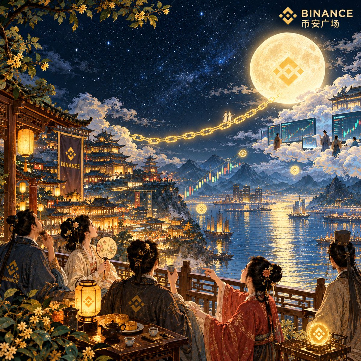lifesmeller's tweet photo. Binance 中秋灵感诗词挑战
        《币安广场·中秋夜话》
银汉低垂链作桥，清辉漫洒币安潮。
千窗灯火连星斗，一脉金流渡海霄。
指上团圆融月色，云端买卖化虹绡。
今宵莫问盈亏事，自有冰轮照玉瑶。

@binancezh https://t.co/Oq37p2pyHz