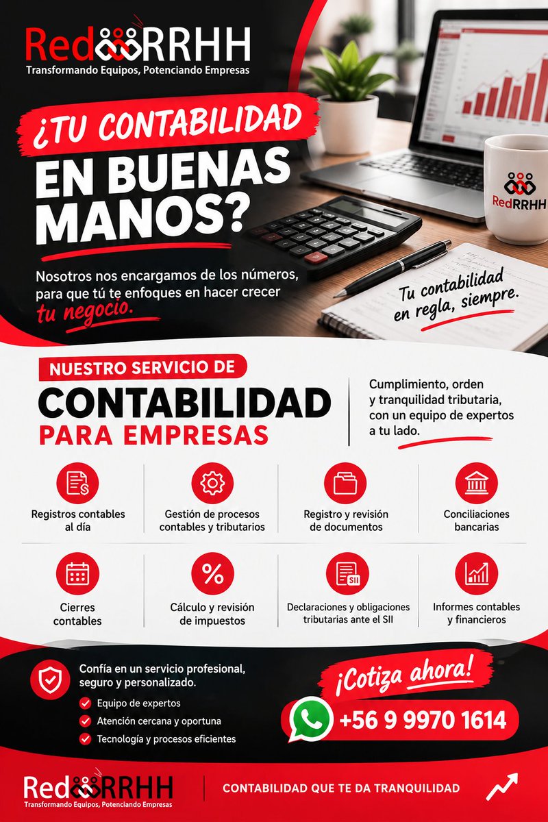 REDRRHHcl's tweet photo. 📊 CONTABILIDAD PARA EMPRESAS

Tú enfócate en hacer crecer tu empresa 🚀 Nosotros nos encargamos de su contabilidad.

👉 Conoce:  https://t.co/YoN4d00d9X 

#Contabilidad #ContabilidadChile #EmpresasChile #PymesChile #Emprendedores #SII #GestionEmpresarial #RedRRHH https://t.co/6RcyQB45by