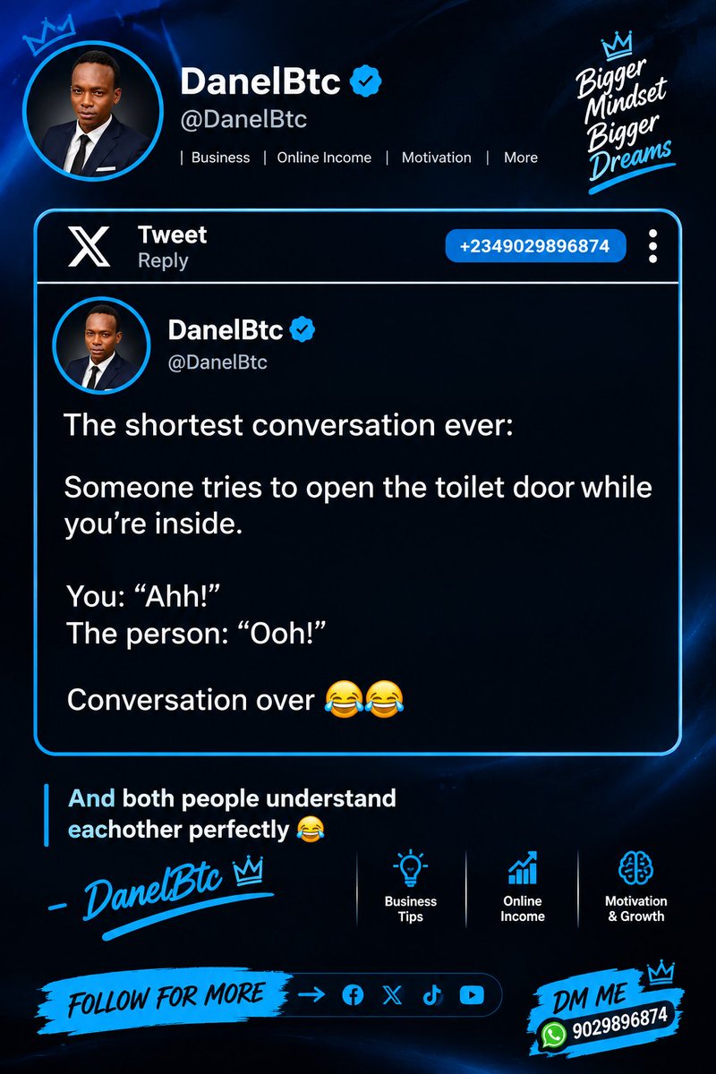 DanelBtc's tweet photo. 😂😂 THE SHORTEST CONVERSATION EVER!
You: “Ahh!”
Them: “Ooh!”
Conversation: OVER! 😂
Be honest… have you ever had a conversation like this? 👀😂
Follow @DanelBtc for more funny content. https://t.co/bUTNGY8j5v