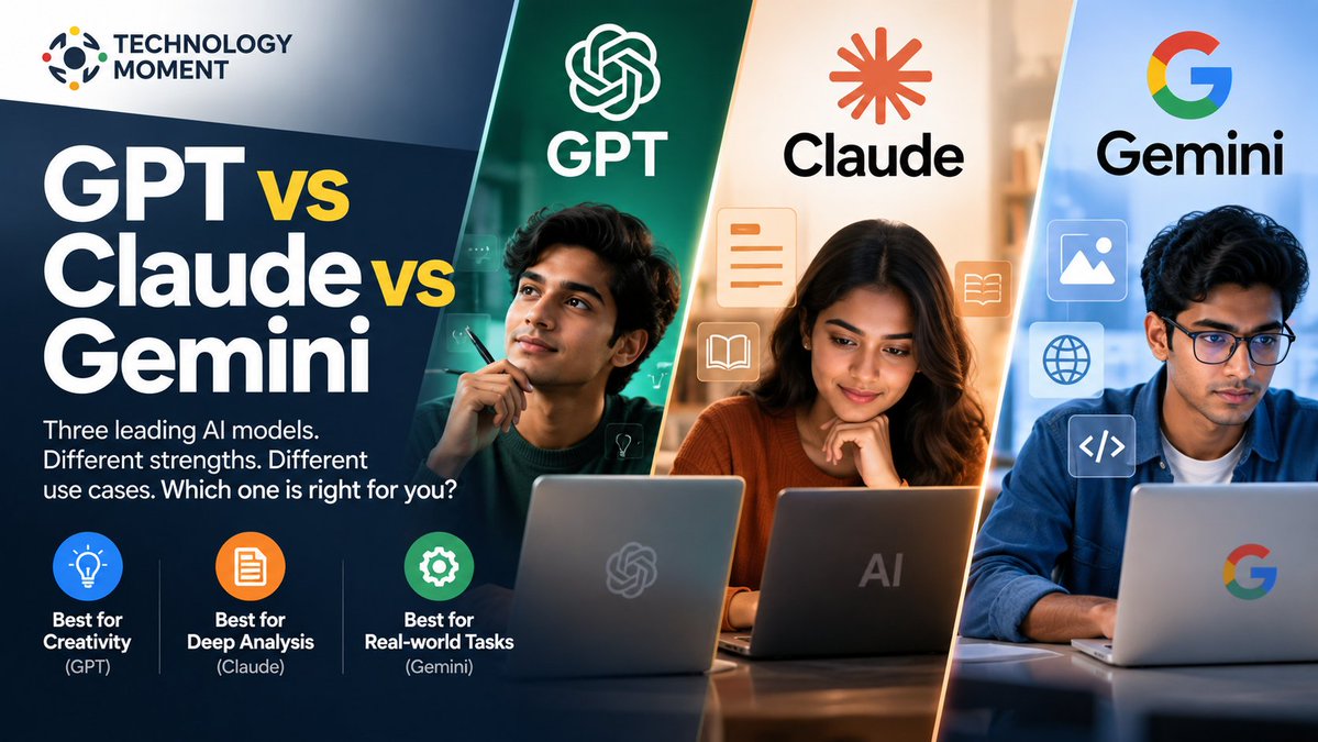TechMomentHQ's tweet photo. GPT, Claude or Gemini — which AI model fits your needs? Explore their strengths, use cases and key differences before choosing the right tool.
Read the full comparison: https://t.co/hEGiV1OfB5
#AI #GPT #Claude #Gemini #GenerativeAI #Technology #TechnologyMoment https://t.co/zkHtkq1tL4