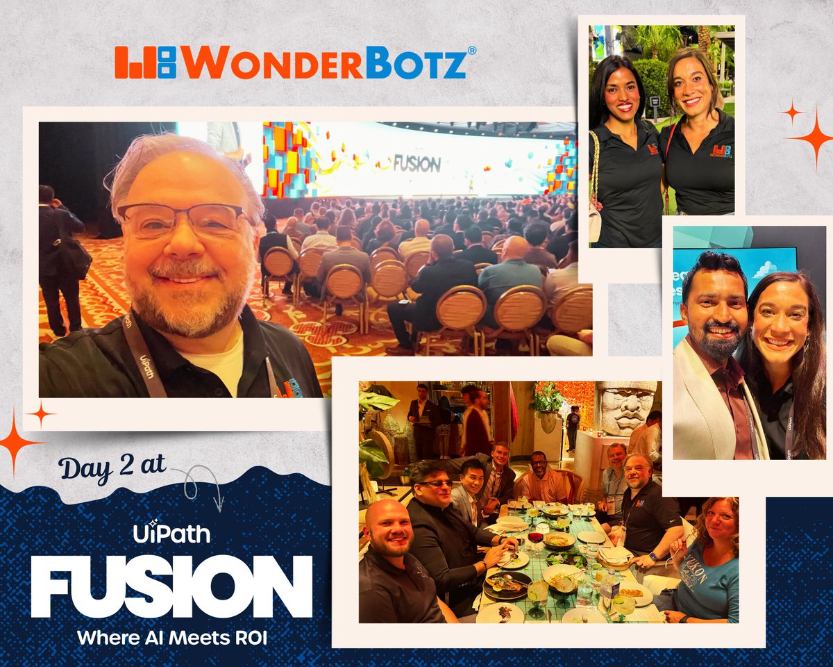 WonderBotz's tweet photo. #UiPathFUSION is in full swing! Yesterday was packed with roundtables, lots of meetings, PopStroke Gold and a hosted dinner that filled every seat!

And there's plenty more happening today. Stay tuned!

#Golf #PeerRoundtables #Automation #AgenticAI #UiPath https://t.co/GUxcNjc1wK