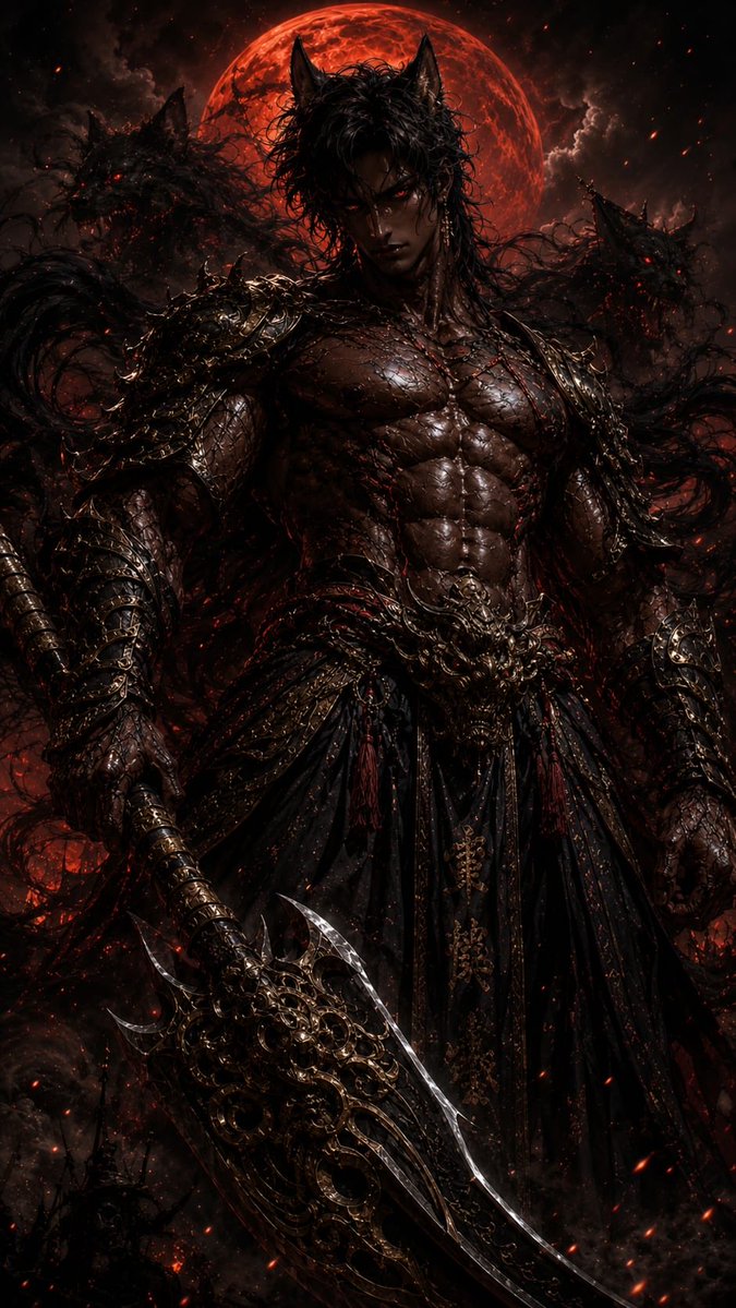 BigKingVenom's tweet photo. “The moon turns red when the Oni walks among the damned. 🩸🌑🐺
Kurokami has arrived—and the battlefield already knows his name.”

#Kurokami #Oni #Demon #DarkFantasy #Warrior #AnimeArt https://t.co/1WhAiq7EDF