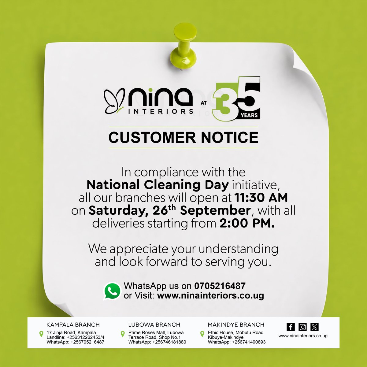 ninainteriors's tweet photo. Customer Notice📌

Visit our website https://t.co/xx3RTaivzo today.

#ExperienceDistinction https://t.co/aCafCfJCFW