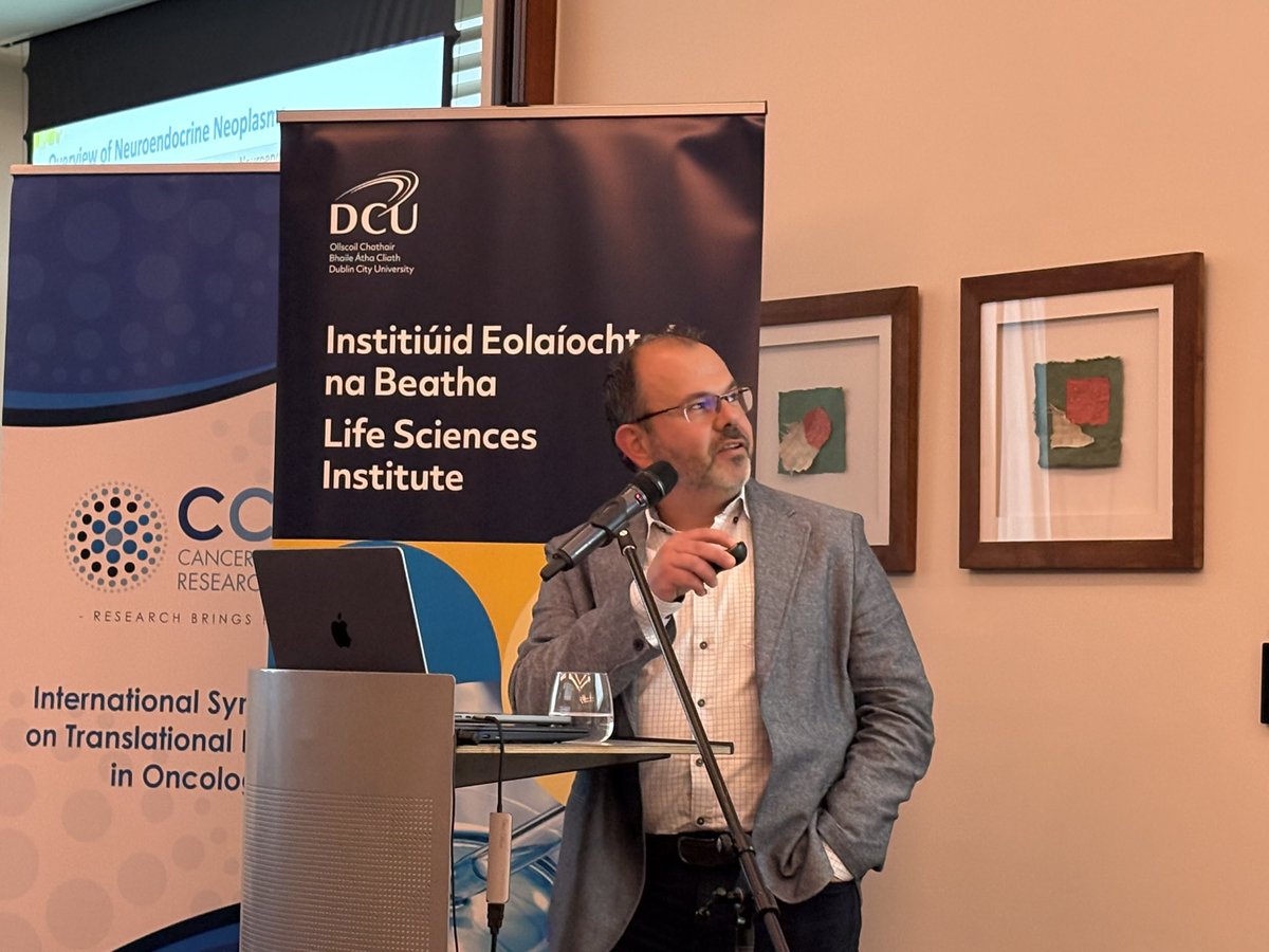 coileain's tweet photo. Prof Iacovos Michael, speaking on targeting neuroendocrine cancers #TransOncXIX @ProfJohnCrown @CCRTIreland @DCU_LSI https://t.co/F51Y4cZJ7M