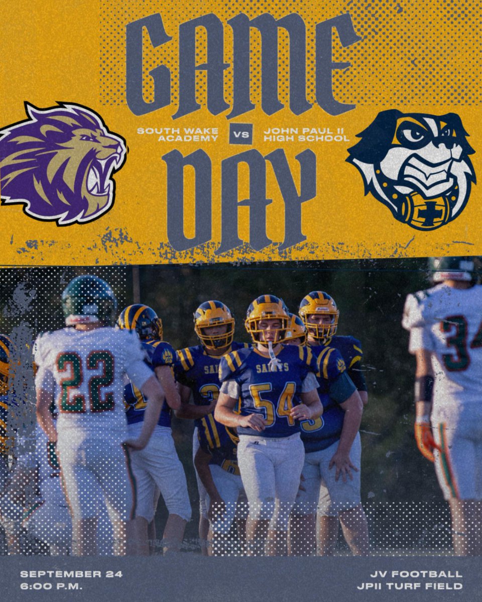 JP2SPORTS's tweet photo. GAME DAY! 🏈 Come watch our JV football team host South Wake Academy at 6:00 P.M. on the turf! 🐾

📺 &amp; 🎟️ https://t.co/ErxjQVrpJB https://t.co/EMwtdcTw7b