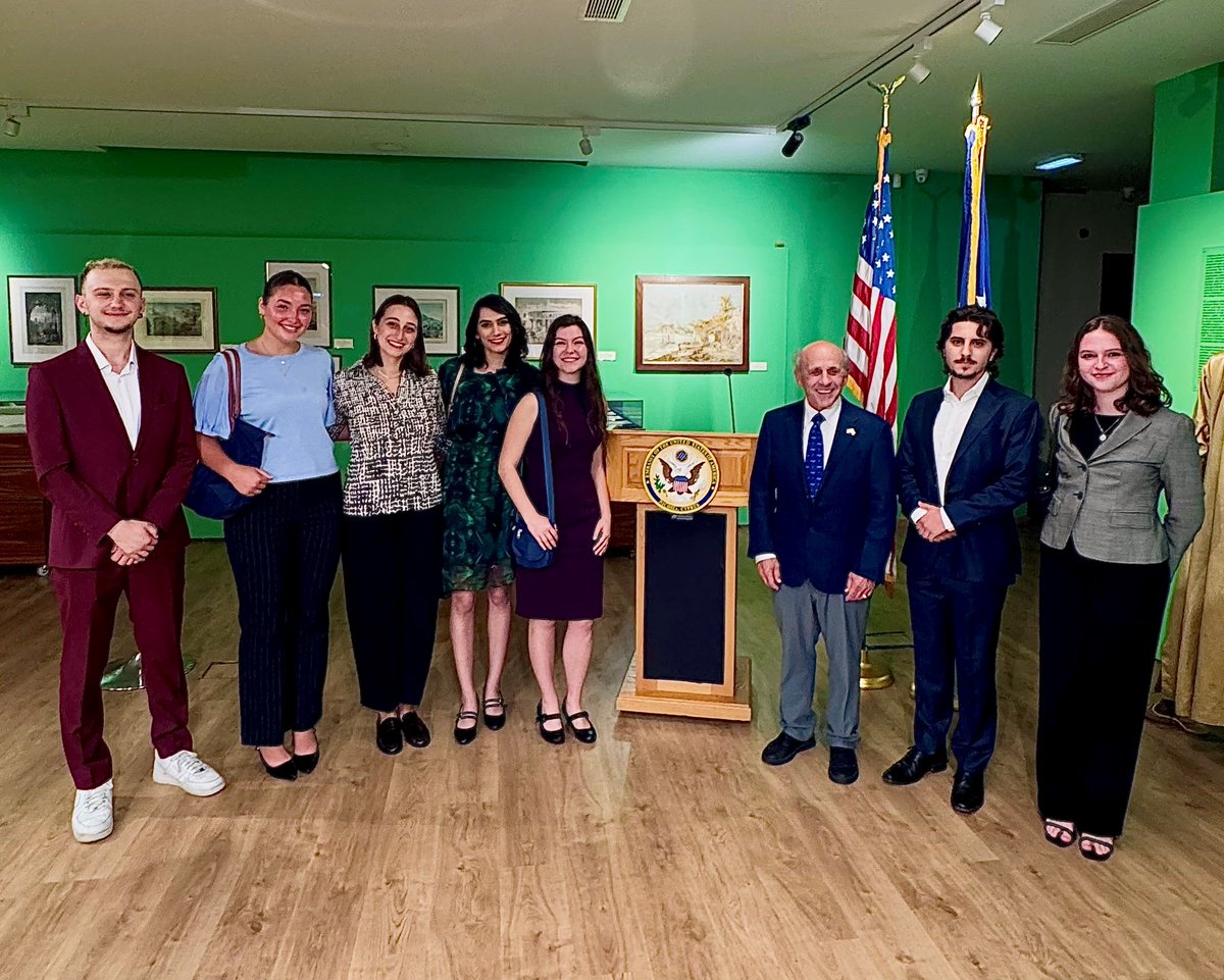 USAmbCy's tweet photo. Great to meet this year’s @FulbrightPrgrm English Teaching Assistants – one of the largest and widest-reaching cohorts in program history, thanks to a landmark commitment from @cymoec. I am inspired by their energy! 🇺🇸🇨🇾 https://t.co/uo9bpLw0sj