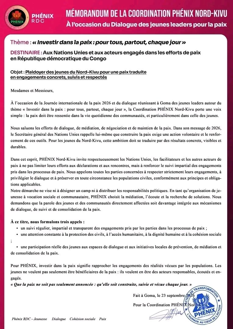 EmmanuelKakule4's tweet photo. Les enfants du Nord-Kivu disent que les processus de paix ne doivent pas rester seulement dans les discours, mais qu'ils doivent être traduits en actes, car ce sont eux qui souffrent comme quand deux éléphants se battent. Lisez leur document, vous aurez les larmes aux yeux.#Goma @KalonjiTV @realDonaldTrump @Presidence_RDC @US_SrAdvisorAF @kayikwambaT @_AfricanUnion @AssembleeNatRDC @UN