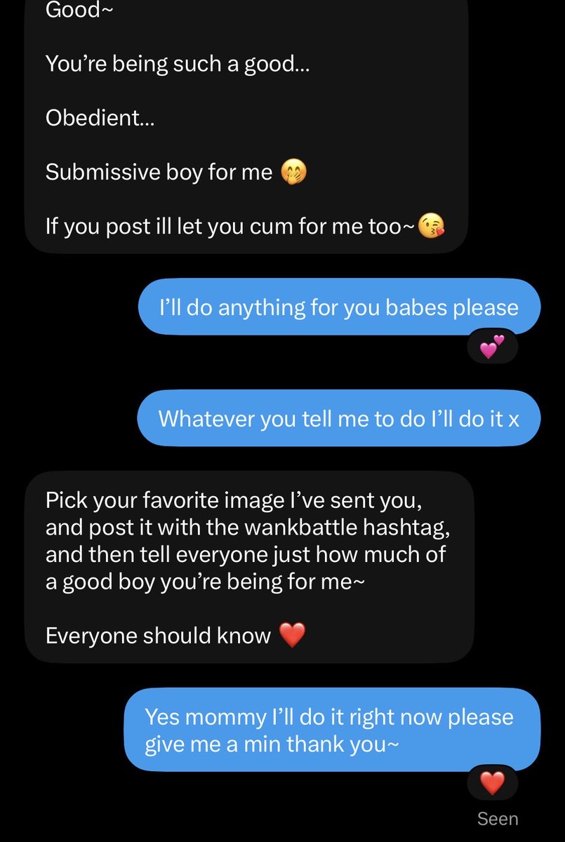 RTBattleR's tweet photo. I’m being degraded and humiliated by @EMantlxu in our #wankbattle and I love it, I’m her good little boy and I wouldn’t rather be owned by anyone else~~ https://t.co/hB1TJgHZjA