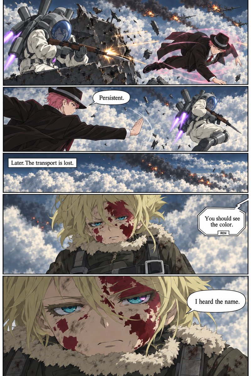ren_ryuga_scp's tweet photo. Another gift for Tanya and all the lovely and amazing artists and cosplayers of Youjo Senki fandom! Please enjoy my take on what happened to Mikel after his battle with Tanya! #YoujoSenki #幼女戦記 #YoujoSenkiII #TanyaDegurechaff #ターニャ生誕記念二回目 #RenRyuga #FanComic #AIArt https://t.co/HQ40RocDaj