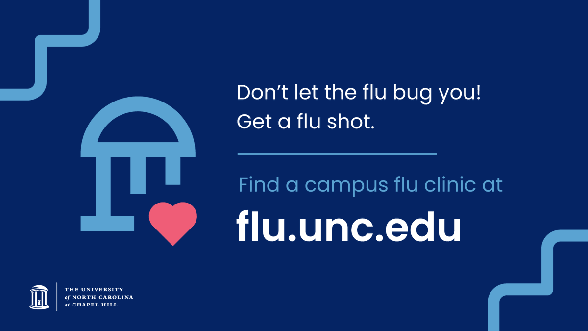 unc_ehs's tweet photo. 💉Get your #FluShot today at the walk-in clinic from 12 - 4 pm in the Genetic Medicine Research Building, Lobby. Learn more at https://t.co/y59lZStv6v. https://t.co/iLTy7RKhL1