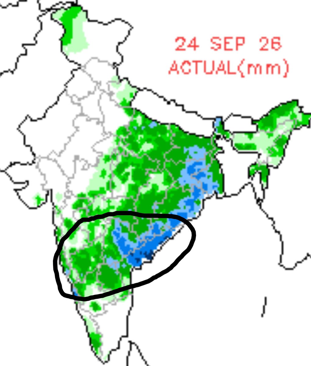 weathermanMD's tweet photo. 🔴 As said earlier, South Peninsular received good rainfall before #Monsoon withdraw and then you can see -
🔰 Surprisingly, 24th September is the very first day 😲📈 of this Monsoon season for South Peninsular region where highest average rainfall recorded
🔰 #Telangana #CoastalAP #Karnataka received good rain during past 24 hours.
#AndhraPradesh #Telangana
#Karnatakarains #Hyderabadrains
#DeepDepression #Monsoon2026
#Monsoon