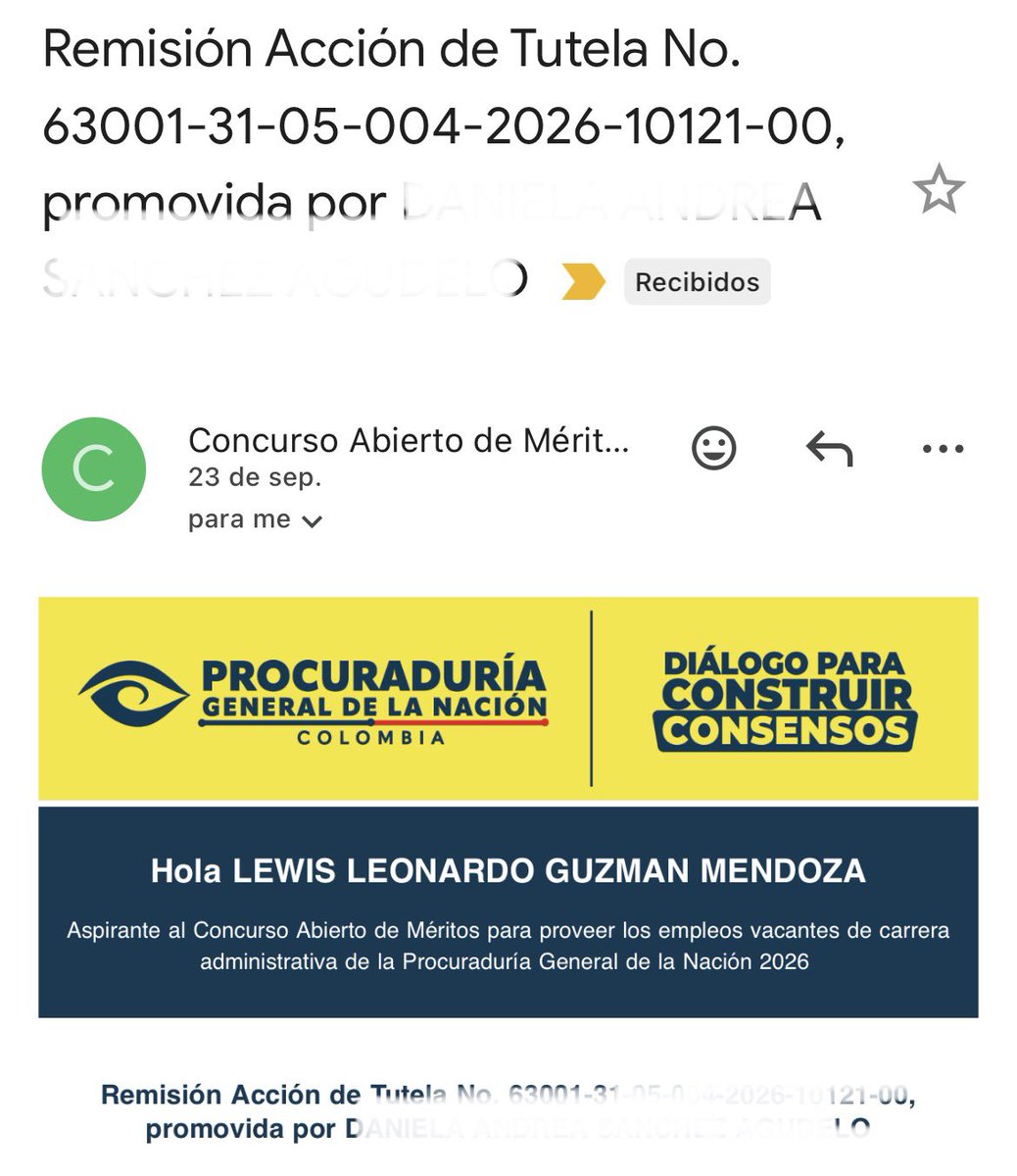 leonardoguzmann's tweet photo. Presentan Tutelas al concurso de la Procuraduría escritas con IA y con el argumento de que según ellos no alcanzaron a inscribirse. 
Fueron 10 días los que tuvieron para hacerlo!! La página funcionó muy bien y era sencilla de navegar.

Increíble el descaro. https://t.co/PvXZ8TWnCC