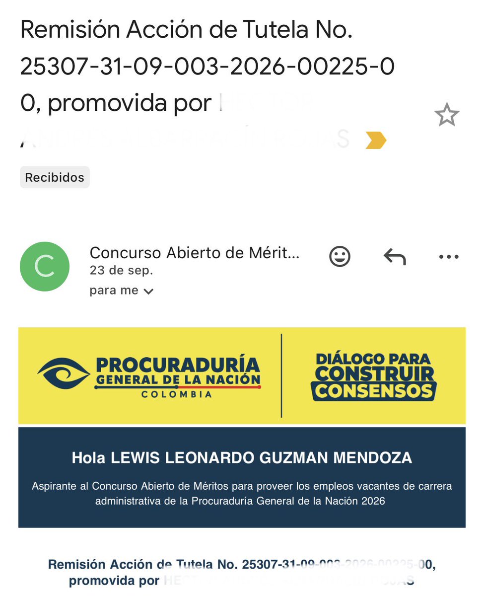 leonardoguzmann's tweet photo. Presentan Tutelas al concurso de la Procuraduría escritas con IA y con el argumento de que según ellos no alcanzaron a inscribirse. 
Fueron 10 días los que tuvieron para hacerlo!! La página funcionó muy bien y era sencilla de navegar.

Increíble el descaro. https://t.co/PvXZ8TWnCC