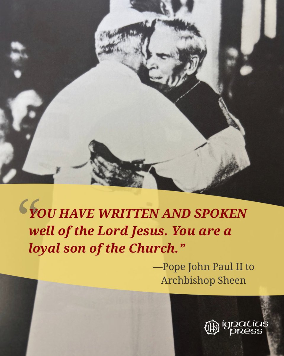 IgnatiusPress's tweet photo. 📣 POV: when a photo sums up heavenly reality! Pope John Paul II and Fulton Sheen exchange the kiss of peace inside St. Patrick’s Cathedral, NYC on October 2, 1979.

📸 Photo taken from “A Man for All Media” by Gregory Ladd. Get 20% off our Sheen books ➡️ https://t.co/qDFVJo6T75 https://t.co/WKcm3zavTn