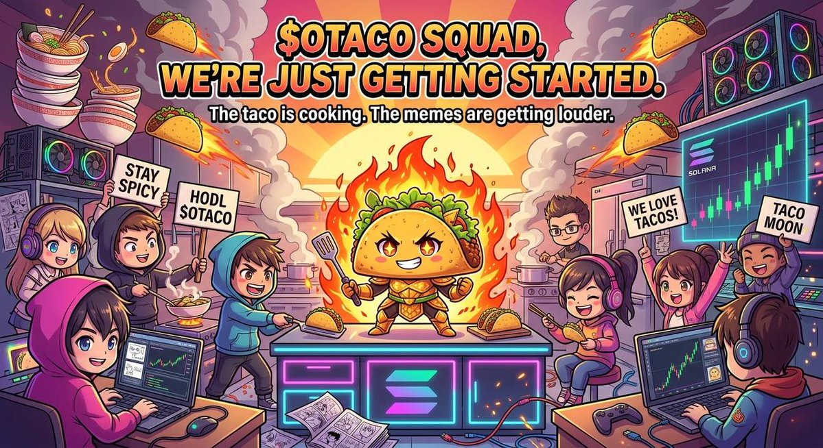OtakuTacoCoin's tweet photo. 📷📷 $OTACO SQUAD, WE’RE JUST GETTING STARTED. The taco is cooking. The community is growing. The memes are getting louder. 📷 Every post, every meme, every new supporter adds more spice to the kitchen. 📷 We keep showing up. We keep building. We keep cooking. 📷 📷 Anime energy. Taco chaos. Solana vibes. Who’s still in the kitchen with us? 📷📷 $OTACO