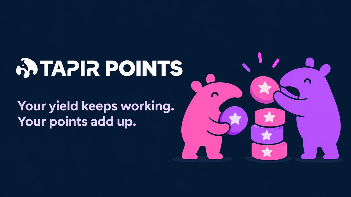 Tapir_Protocol's tweet photo. TTapir points go live tomorrow.
From Sep 25, 00:00 UTC, our @Zircuit  USDC market on Base earns points two ways.
Hold DP or YB, and earn points for every full day you hold.
Provide DP/YB liquidity, and earn a second stream on your trading fees.
Every finalized point converts 1:1 into TPR.  
Details 👇