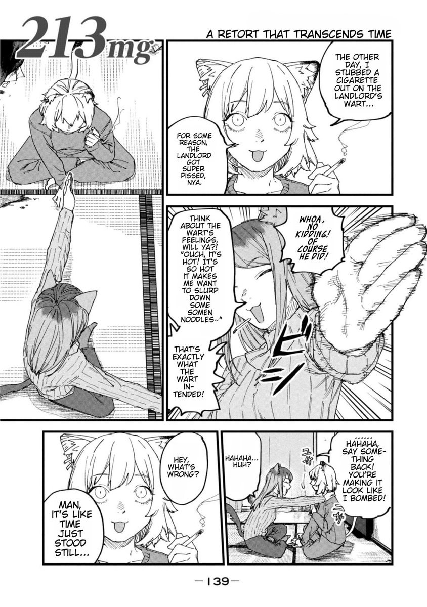 MuhammadTRHasri's tweet photo. Tokineko stopped time and made Kansai-neko think for 10 years just to come up with a funny comeback. 🕰 Her brain short-circuited, and she ended up overthinking for 10 years!! 🤣

Chainsmoker Cat Chapter 213

#ヤニねこ #yanineko #ChainsmokerCat #ヤクねこ https://t.co/9lnKz1MGFN