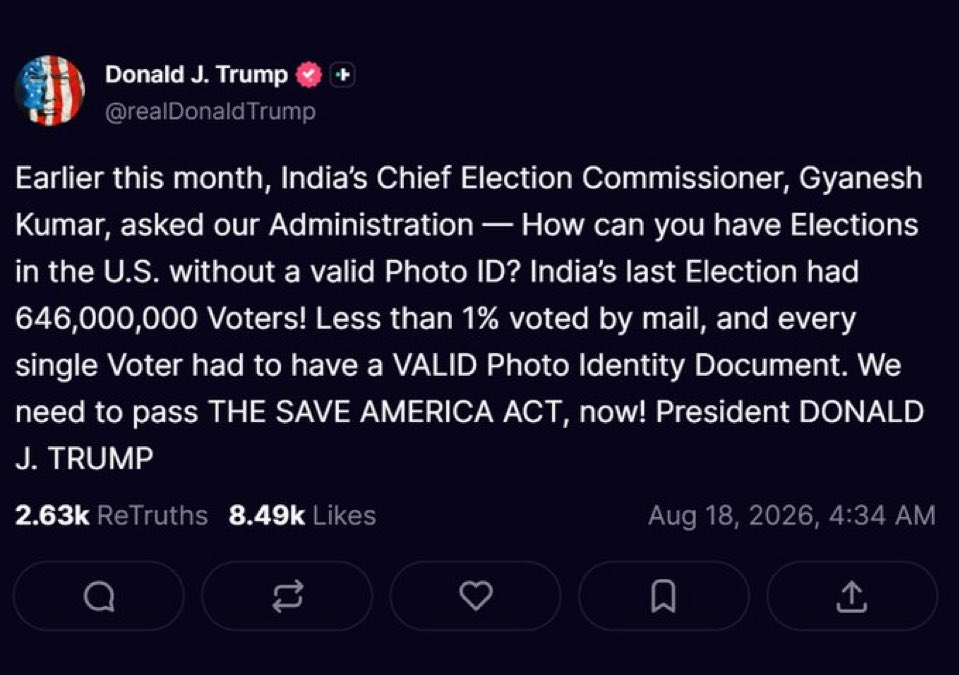 VIKRAMPRATAPSIN's tweet photo. Trump applauded Gyanesh Kumar but Indian Italians have issues as jokers always have . https://t.co/SDP8de0lYg