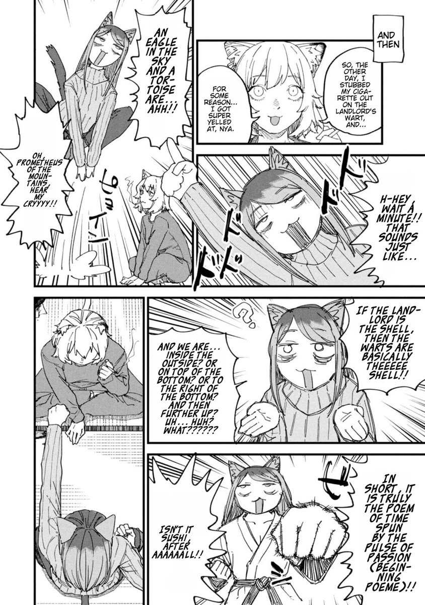 MuhammadTRHasri's tweet photo. Tokineko stopped time and made Kansai-neko think for 10 years just to come up with a funny comeback. 🕰 Her brain short-circuited, and she ended up overthinking for 10 years!! 🤣

Chainsmoker Cat Chapter 213

#ヤニねこ #yanineko #ChainsmokerCat #ヤクねこ https://t.co/9lnKz1MGFN