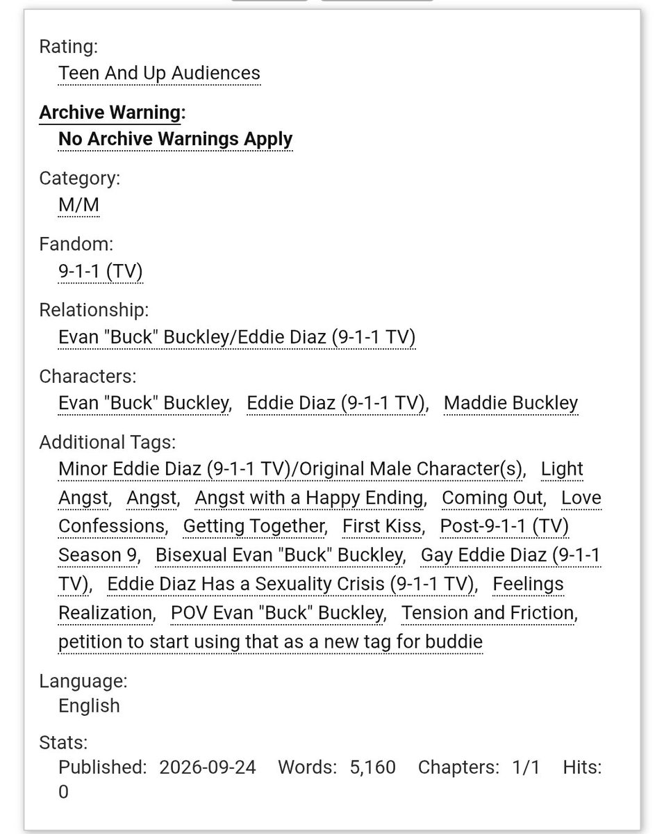 ycse118's tweet photo. it used to be easy (5.1k words)

❧ buddie getting together
❧ (light) angst with a happy ending
❧ "tension and friction"
❧ buck runs into eddie at a gay bar while eddie's being distant and avoiding him

🔗 https://t.co/ZRQIIgiUH3 https://t.co/Unbbrkt0Rc