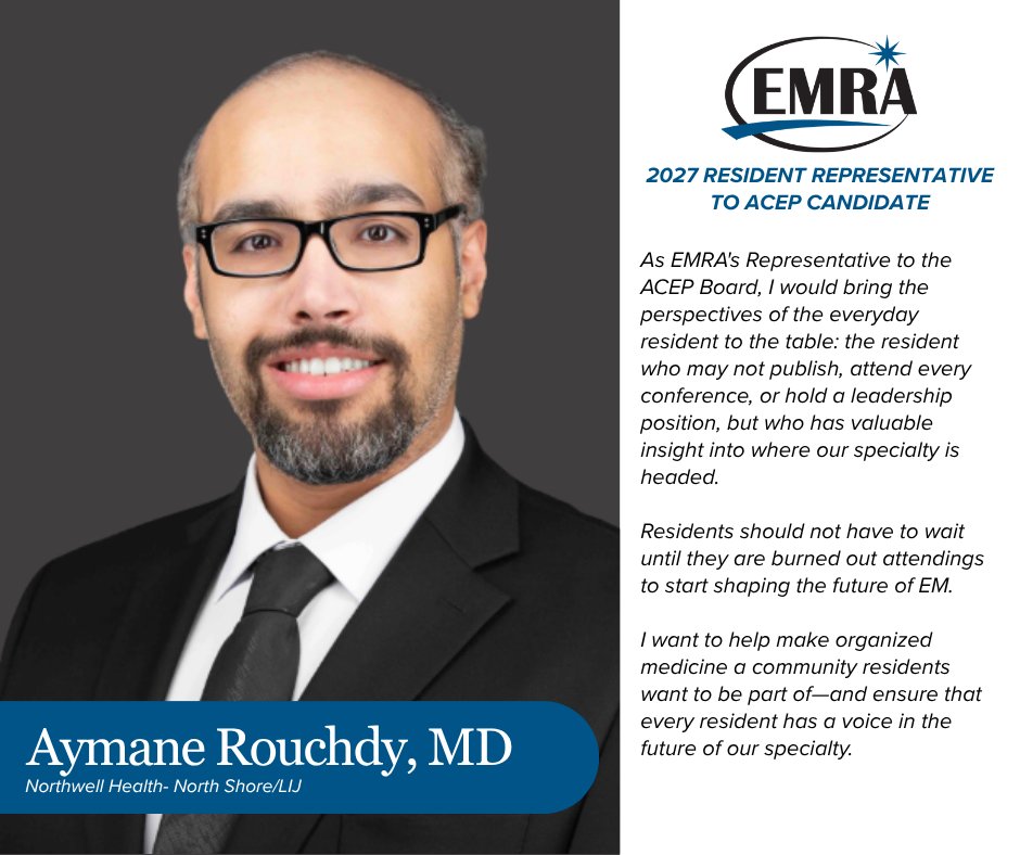 emresidents's tweet photo. Get to know your declared Resident Rep to ACEP candidates! 👋 Full statements from candidates Aymane Rouchdy, MD, Katarina Jones, MD, MPH, Parth Patel, MD, &amp; Thomas Johnston, MD are available at: https://t.co/s3yPcomDho

#EMRA #EMRAElections #EMBound #ResidentRepresentative https://t.co/7WU7TwGkQP