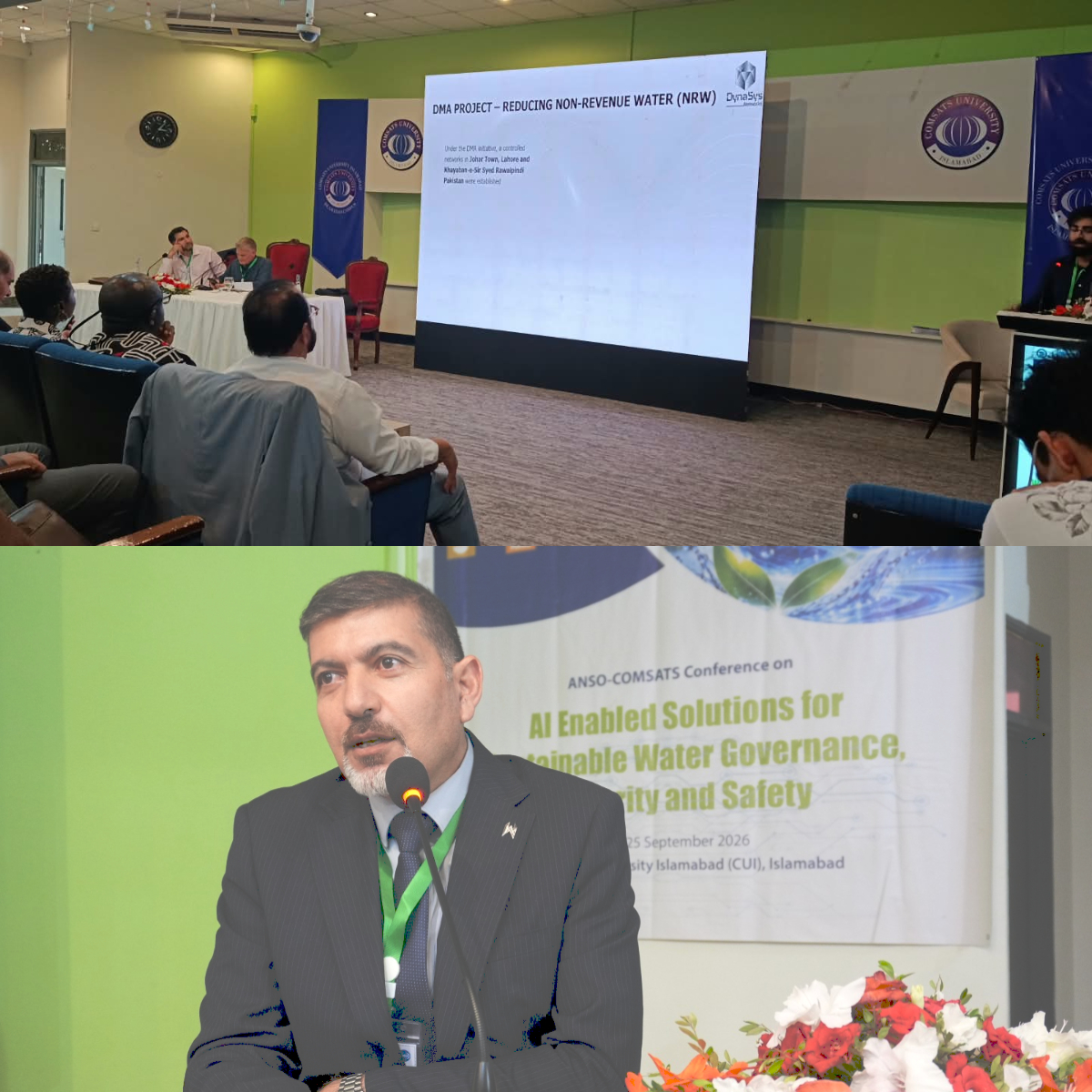 COMSATS_en's tweet photo. Technical Session 2 of the #ANSO–#COMSATS Conference explored AI-enabled, data-driven approaches to water security and water resources management. The session was chaired by Distinguished Prof. Dr. Miklas Scholz (Germany 🇩🇪), with Mr. Adnan Faisal (Pakistan 🇵🇰) as Co-Chair. It featured presentations by Prof. Alishir Kurban (China 🇨🇳), Mr. Muhammad Uzair Akhtar (Pakistan 🇵🇰), Prof. Mohamed Saleem Elfeet (Saudi Arabia 🇸🇦), Dr. Farouq Alomari (Jordan 🇯🇴), and Dr. Mohsin Hafeez (Pakistan 🇵🇰).
Discussions covered AI-enabled geospatial intelligence for water security in arid regions, smart water metering for non-revenue water reduction, digitalization and data-driven decision-making for sustainable water resources management, national real-time surface water quality monitoring, and digital twins for climate-smart water management in river basins. Highlighting innovative pathways from data and observation to informed action.
#AI #WaterGovernance #WaterSecurity #DigitalTwins #ANSO #COMSATS
