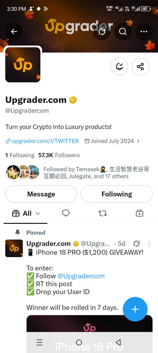 Ibrahim__Kano's tweet photo. @Upgradercom I followed you, liked and reposted then notifications turned on to stay updated and not miss any announcements from you hoping luck is on my side in this giveaway https://t.co/la8zbrVe5Y