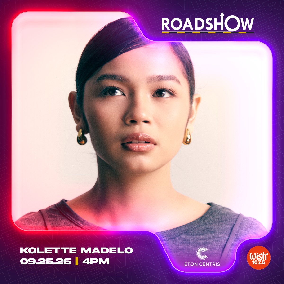 wish1075's tweet photo. Tomorrow's Roadshow will be jam-packed!

Don't miss the live performances of Angela Ken, Mei Mei, Jarren Garcia, Kolette Madelo, DNA, and KAIA. The Wish Bus will be stationed at Eton Centris (Open Grounds). https://t.co/UjHgYX1UAN