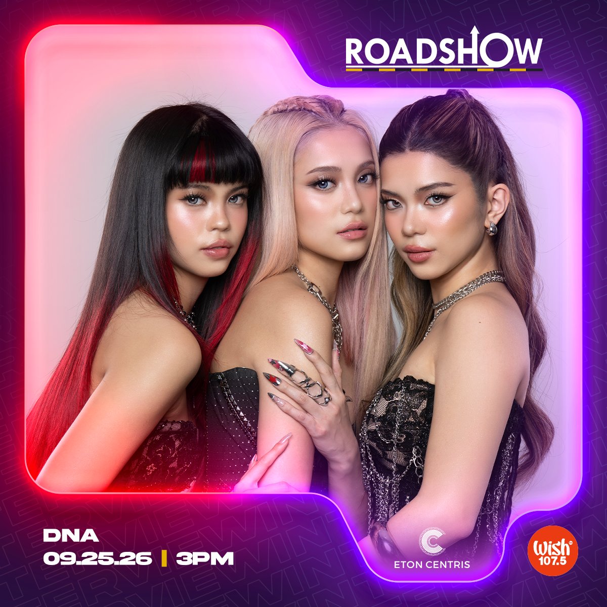 wish1075's tweet photo. Tomorrow's Roadshow will be jam-packed!

Don't miss the live performances of Angela Ken, Mei Mei, Jarren Garcia, Kolette Madelo, DNA, and KAIA. The Wish Bus will be stationed at Eton Centris (Open Grounds). https://t.co/q3LYt7ohRM