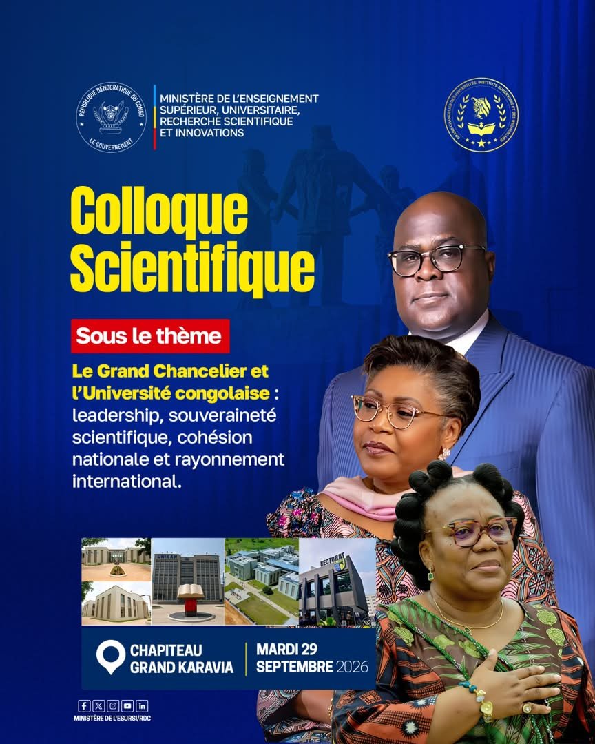 uniluofficiel's tweet photo. #ESURSI 
En prélude à la remise officielle des insignes de Grand Chancelier des Universités, Instituts Supérieurs et Centres de Recherche au Président de la République, un colloque scientifique  fixe le contexte scientifique 

📅 Mardi 29.09.26

📍 Chapiteau du Grand Karavia https://t.co/uOjDwetB73
