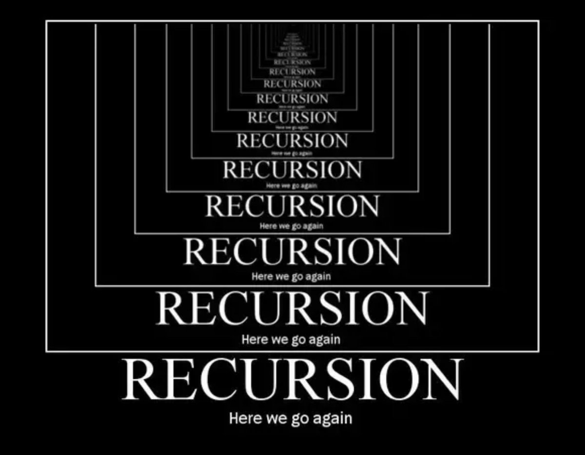 afraar_99's tweet photo. Try searching “recursion” on Google 😂

It’s a fun little Easter egg, but it also made me appreciate recursion more.

A function keeps calling itself, builds a call tree, reaches the base case, and then works its way back bottom-up. ♻️🌳

#DSA #Recursion https://t.co/4djjNpzZRn