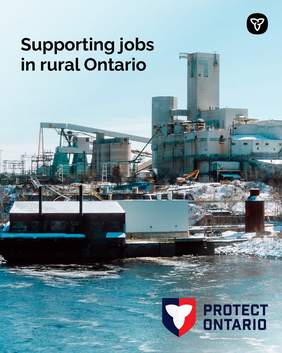 ONresources's tweet photo. We're investing $5.1 million to help advance plans to restart the Espanola pulp mill.

This investment will help support up to 400 direct jobs and 2,000 indirect jobs while strengthening Ontario's forestry supply chain.

Learn more: https://t.co/WQIlTiSxVr  

#ONRuralWeek https://t.co/4SCYP0yq3g