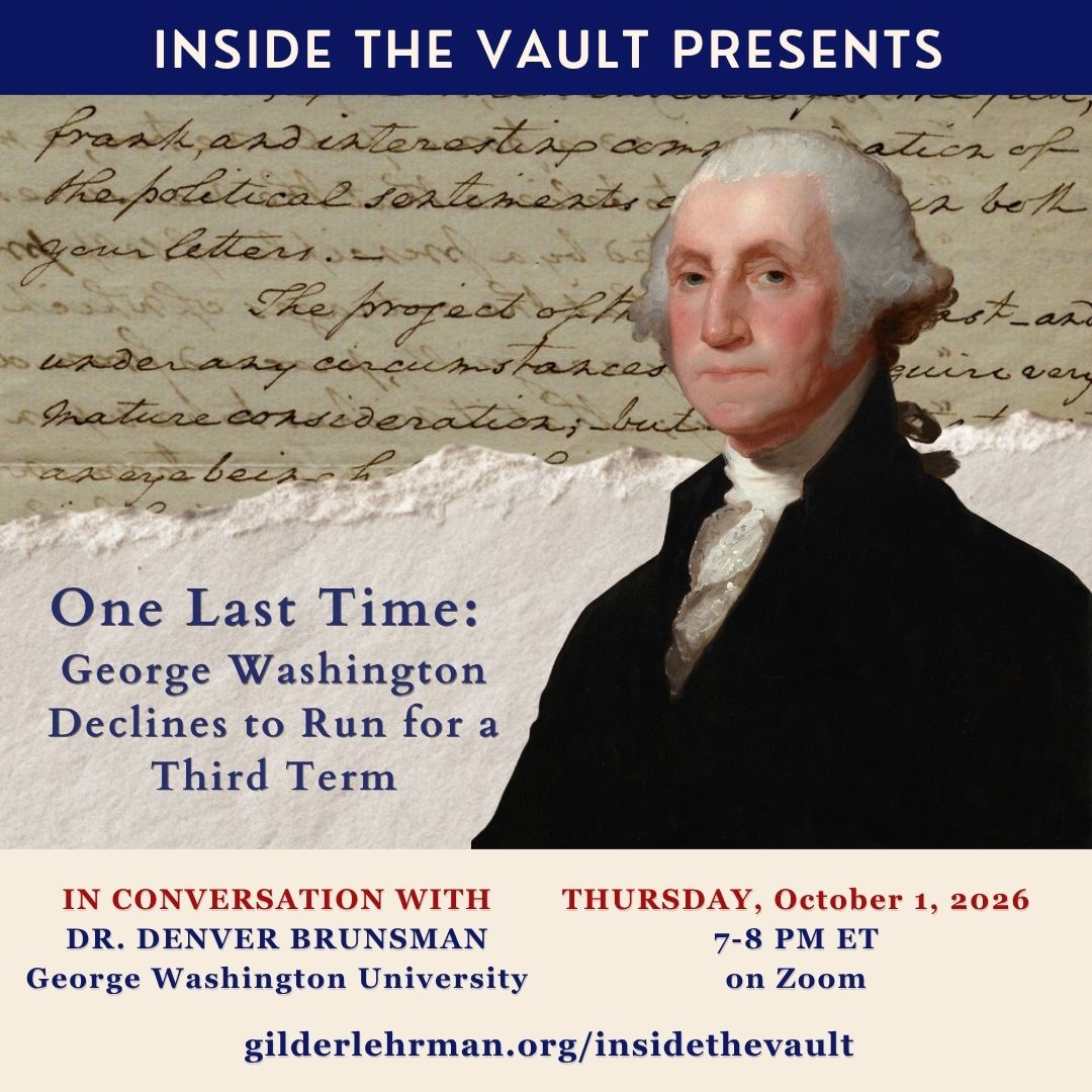 Gilder_Lehrman's tweet photo. 🗝️Join us for #InsidetheVault on October 1! Dr. Denver Brunsman will discuss a rare letter by George Washington, expressing his dismay at the growing partisan divide in America. This is a free online program for history enthusiasts of all ages!

Sign up: https://t.co/nF97atttlM https://t.co/WpnlTysLfi