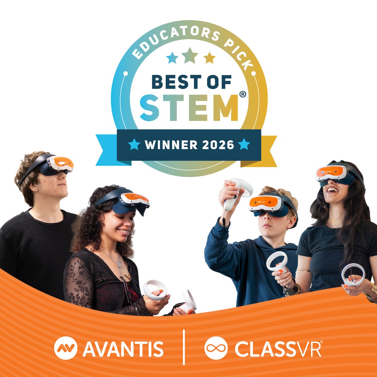 ClassVR's tweet photo. EduverseSTEM has been recognised in the Educators’ Best of STEM Awards 🎉

Judged by science and STEM teachers, this Trailblazer: Immersive Reality (AR/VR) recognition celebrates our approach to immersive STEM learning.

Thank you to the educators who recognised us!

#Edtech https://t.co/6MY7EEOfDw