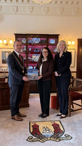 MaltainIreland's tweet photo. In April, Ambassador Formosa made an official visit to Cork, alongside Deputy Head of Mission Mariel Sacco and Honorary Consul John Minihan. She met with the Lord Mayor, the Cork Chamber of Commerce International Manager, and the Presidents of UCC, MTU &amp; the MTU School of Music. https://t.co/JRhP3n04hu