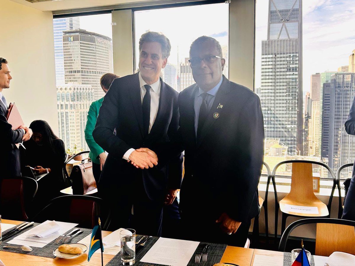 dralfredmitchel's tweet photo. At the meeting convened  by Mexico and France's Foreign Ministers on an initiative  to curb  the use of the Security Council veto in cases  of mass atrocities at the French embassy  at the United Nations In New York. Shaking the hands of the Foreign Secretary  of the United Kingdom Ed Milliband. Today, I announced that The Bahamas has officially joined the French-Mexican Initiative on restraint in the use of the veto in cases of mass atrocities, during a ministerial meeting hosted by my colleagues, the Foreign Ministers of France and Mexico. The United Kingdom and Guyana also announced  that  they joined the initiative.